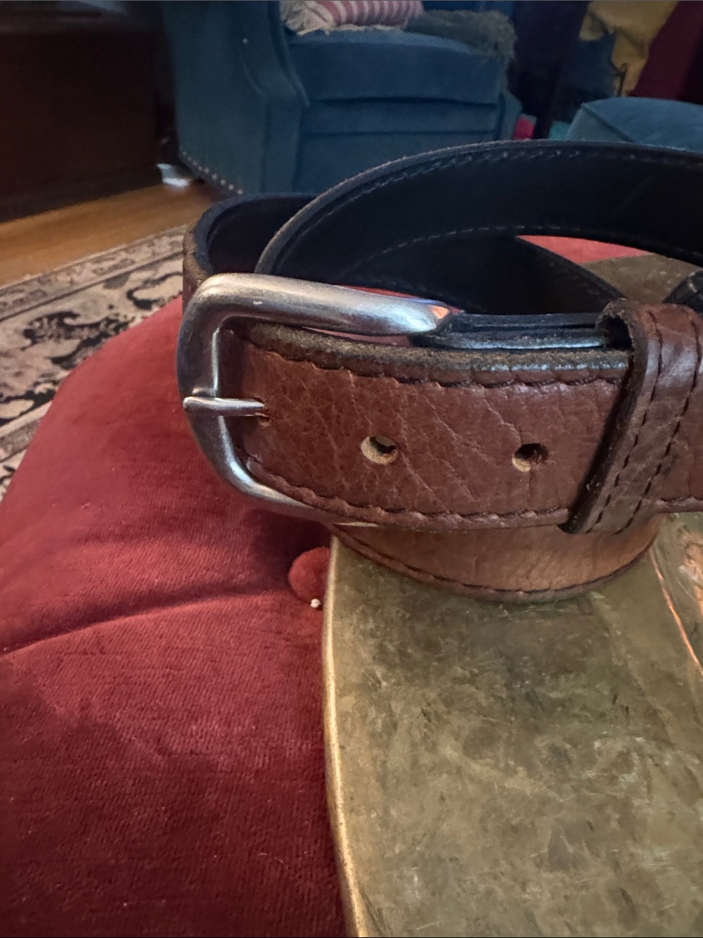 Duluth Trading Men's Brown Bison Leather Belt - Classic Casual Style